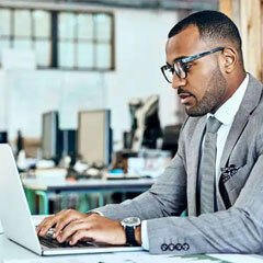 businessman at computer