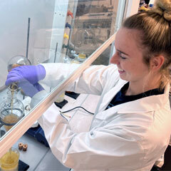 student working in biology lab