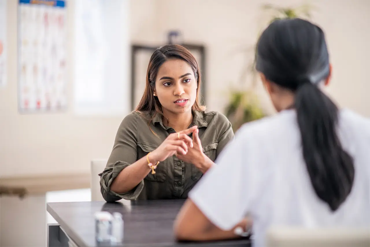 patient talking to a counselor