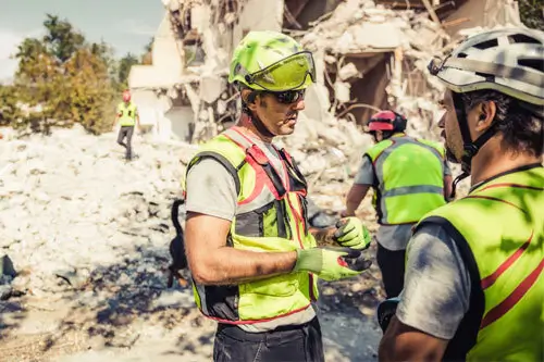 rescue team after a natural disaster