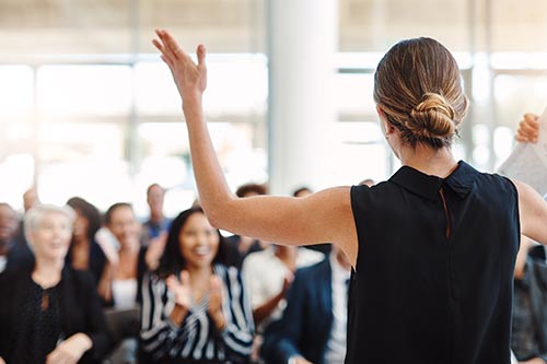 lady finishing her presentation